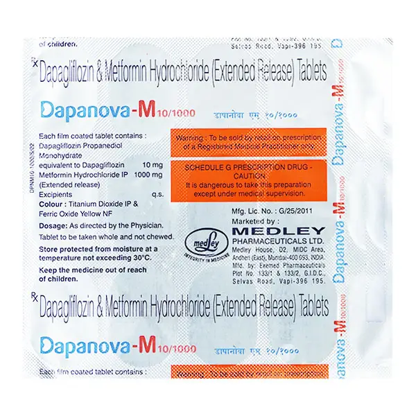 Dapanova M 10mg/1000mg Tablet